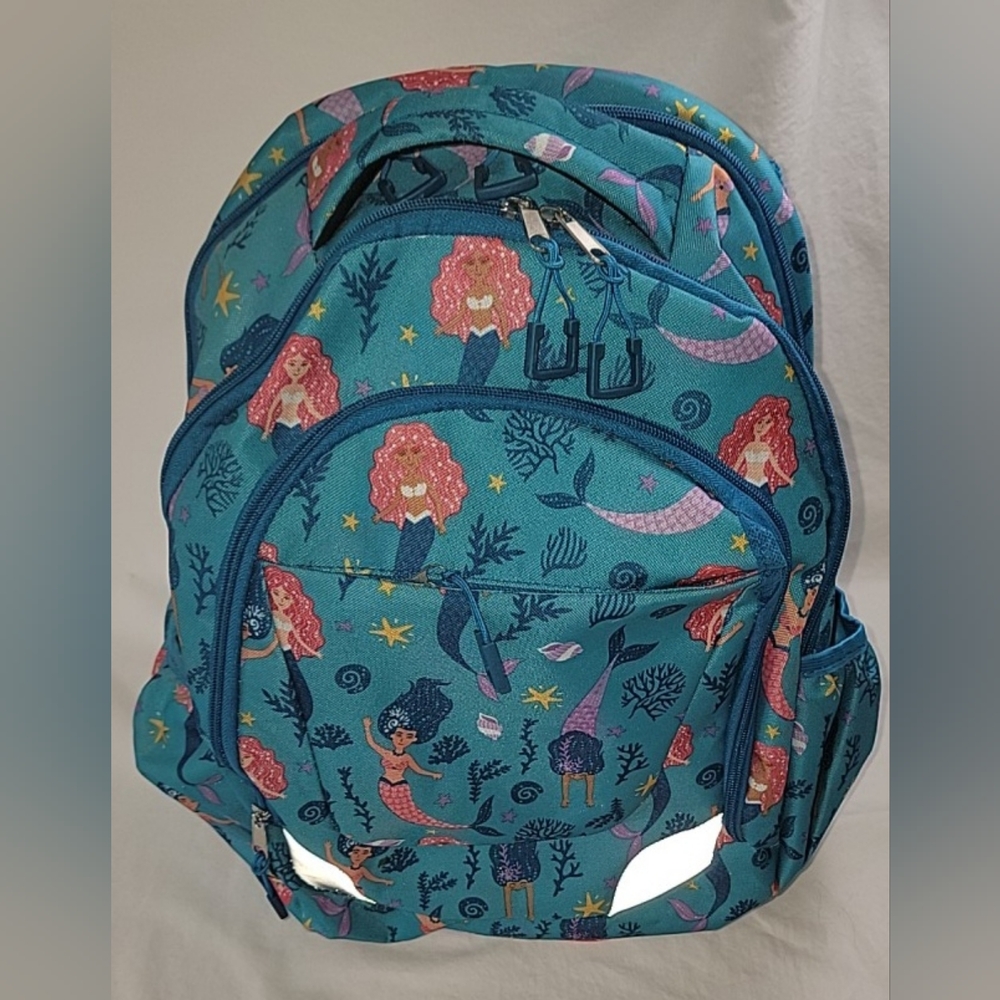 Mermaid Print Kids Backpack - Blue